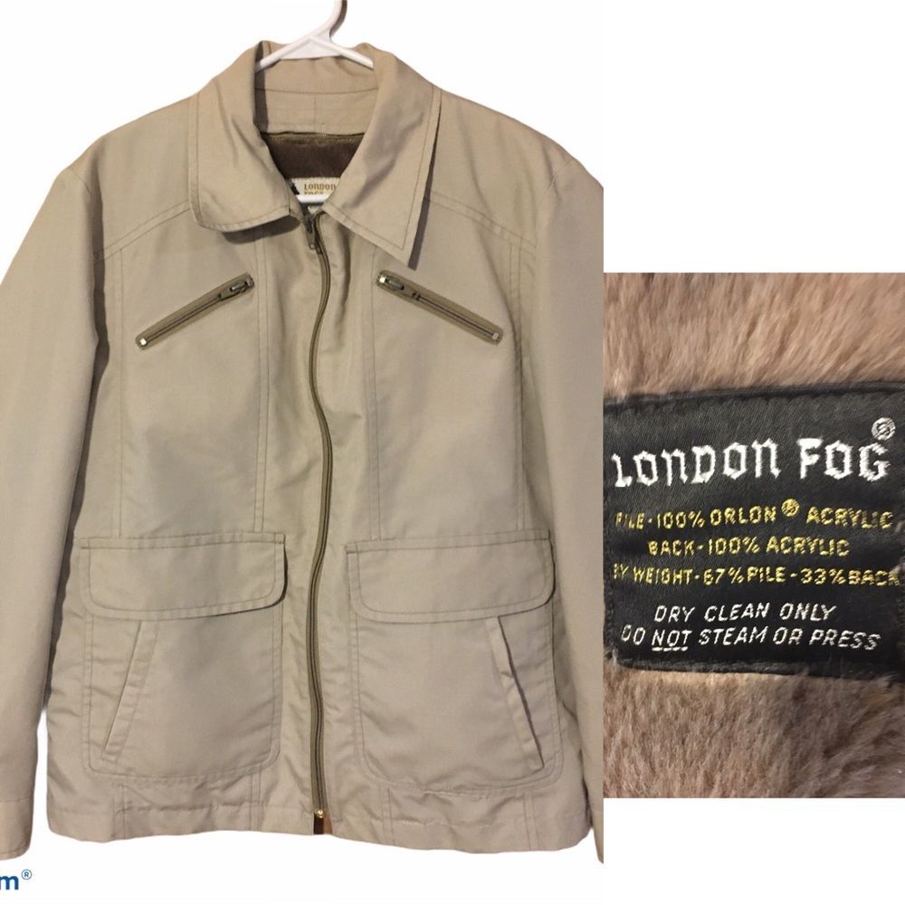 Vintage London Fog Mens Sz 40 Tan Cargo Jacket
